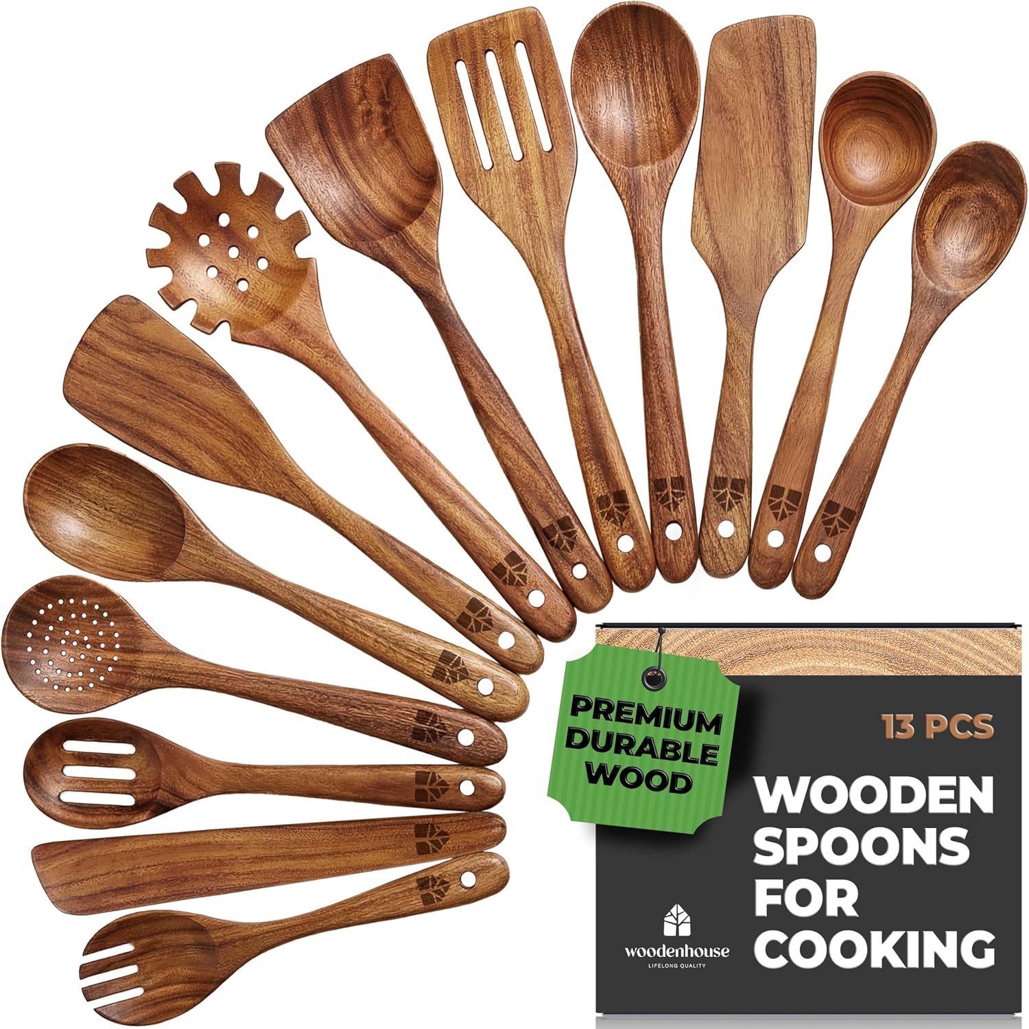 WOODENHOUSE™ 10-Piece Teak Wood Cooking Utensil Set