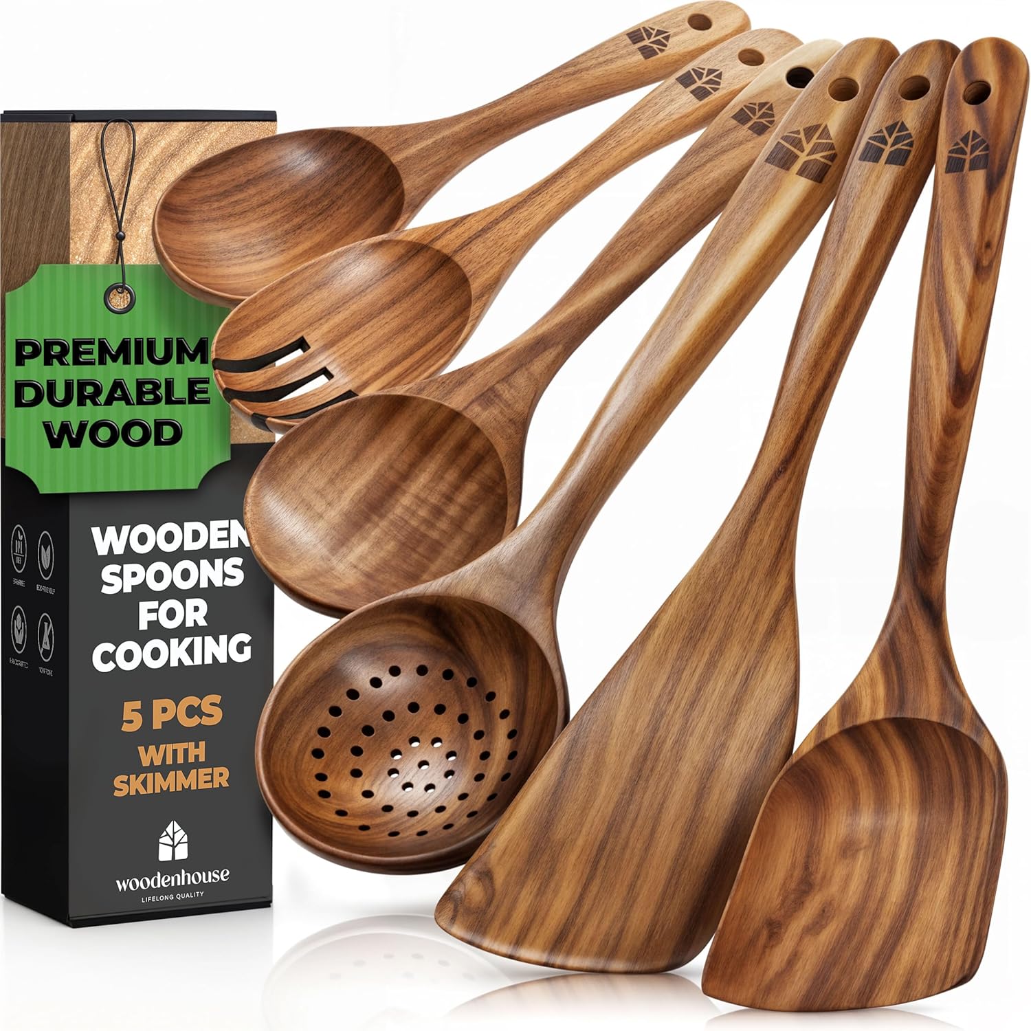 WOODENHOUSE™ 10-Piece Teak Wood Cooking Utensil Set